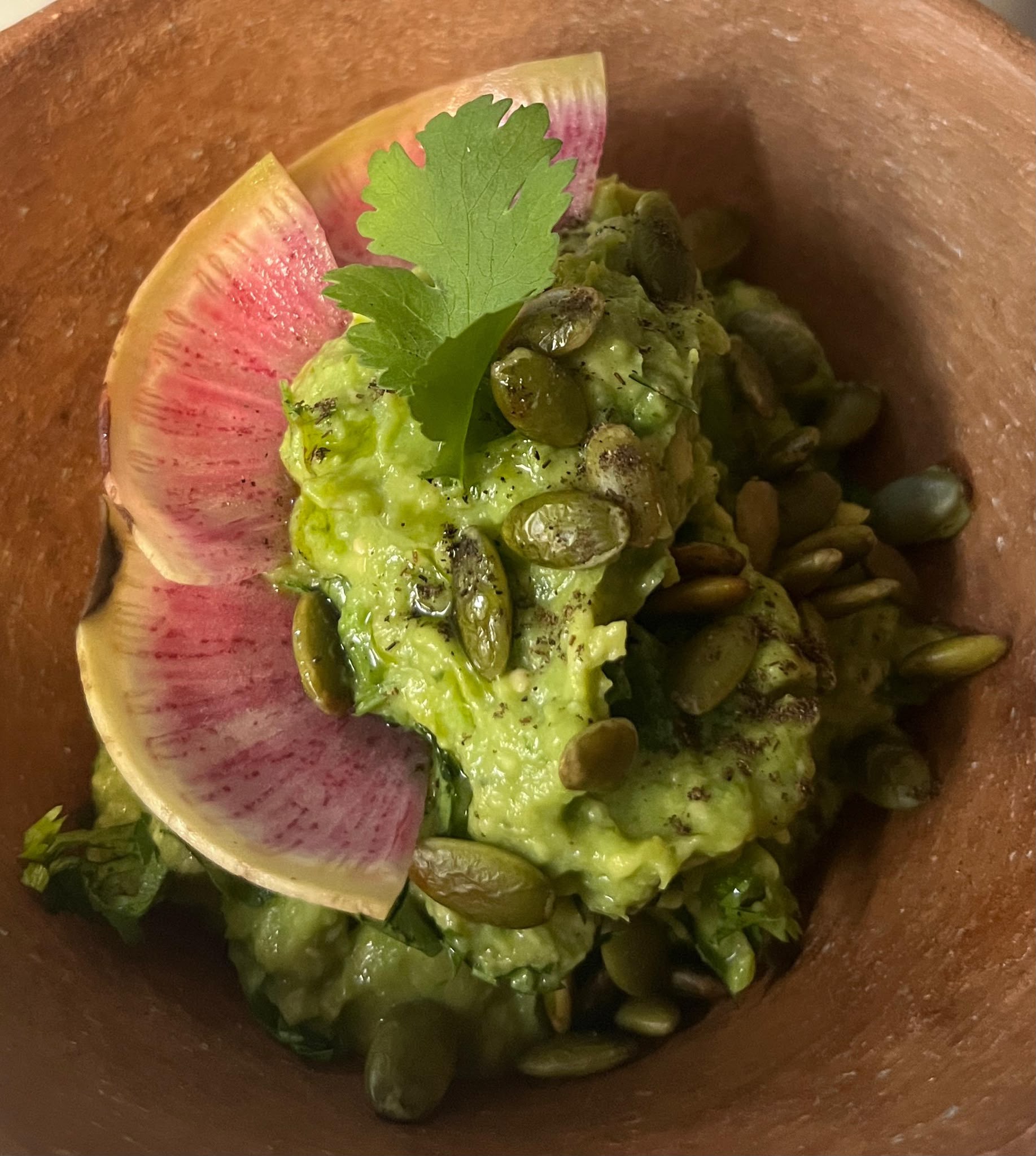 Delicious guacamole with fresh ingredients